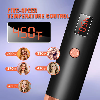 3 in 1 Ionic Hair Curler Straightener Professional Curling Iron Heated Hair Styling Brush Anti-Scald Hair Comb Brush Curl Wand