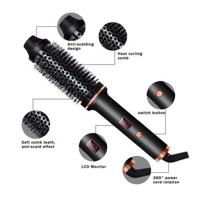 3 in 1 Ionic Hair Curler Straightener Professional Curling Iron Heated Hair Styling Brush Anti-Scald Hair Comb Brush Curl Wand